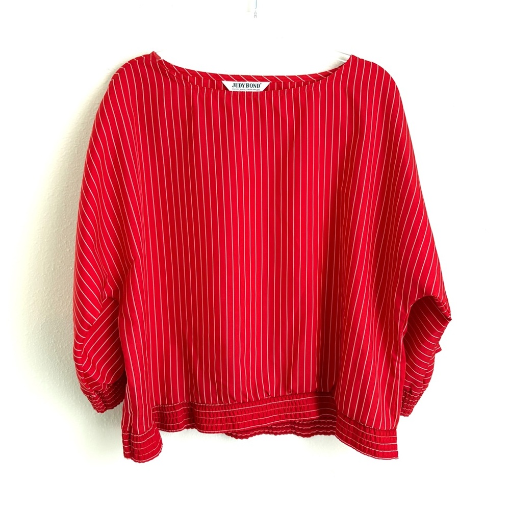 Judy Bond | Women’s VINTAGE Red White Striped 3/4 Sleeve Blouse Top Size XL (18)